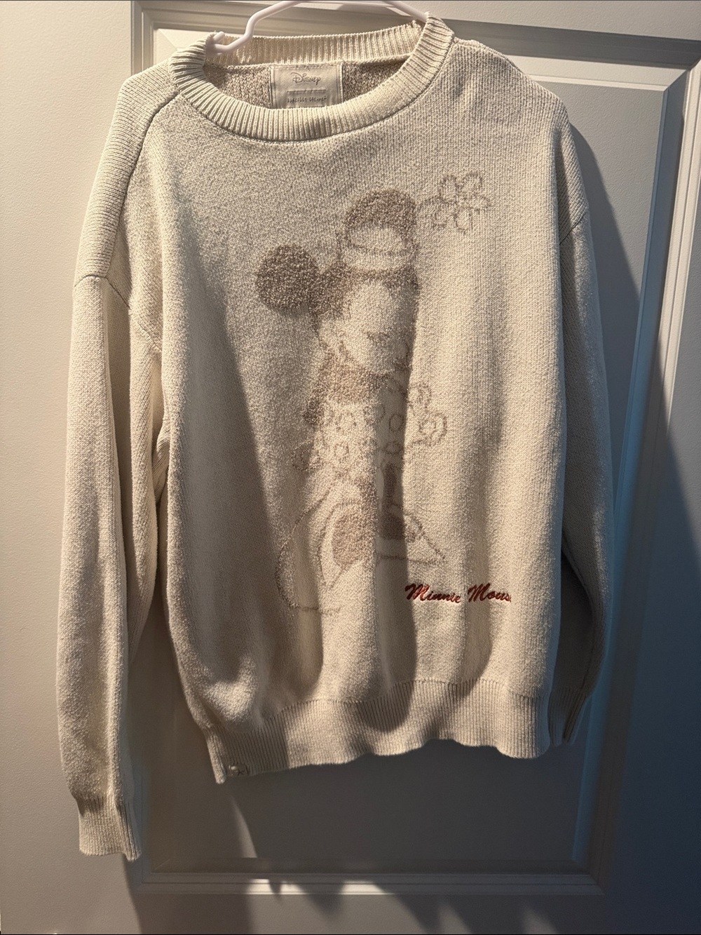 Disney Cream Crewneck Sweater with Minnie Mouse Motif